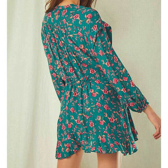 Free People Flower Fields Mini Dress Size S Emerald Green MSRP $128 NWT - Picture 4 of 10